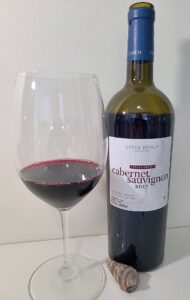 Upper Bench Estate Winery Cabernet Sauvignon 2017 with wine in glass