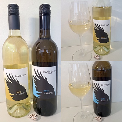 Back Door Winery Viognier 2020 and Riesling 2019