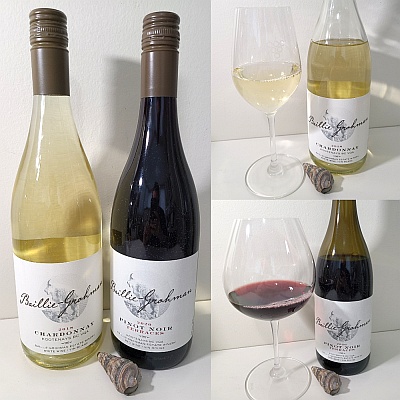 Baillie-Grohman Estate Winery Chardonnay 2018 and Terraces Pinot Noir 2020