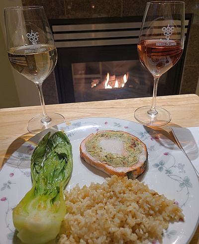 Salmon pinwheel and Baillie-Grohman wines for Valentine's Day