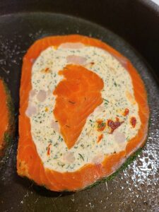 Salmon pinwheel before baking