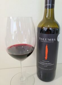 Yalumba Sanctum Coonawarra Cabernet Sauvignon 2017 with wine in glass