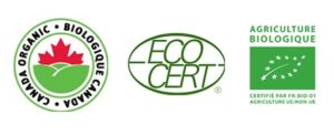 Canada Organic, EcoCert and EU Organic certification labels