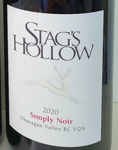 Stag's Hollow Simply Noir 2020 label