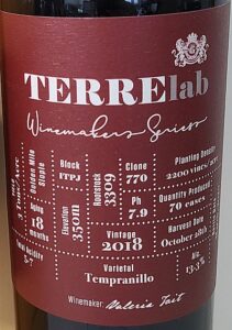 TERRE lab front label info
