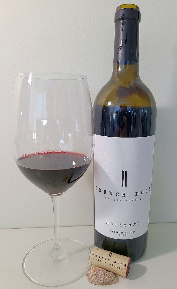 French Door Estate Winery héritage 2019 with wine in glass