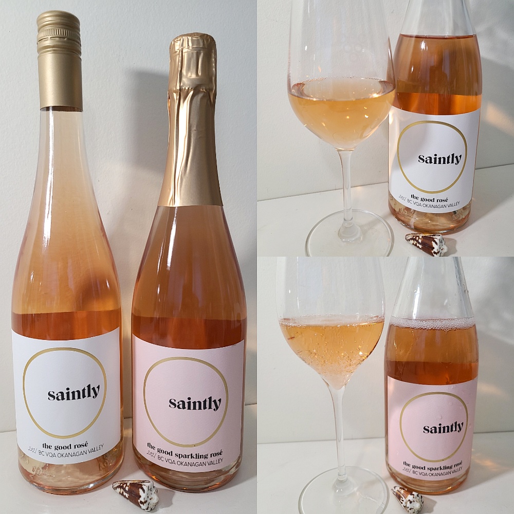 Saintly, the good rosé and the good sparkling rosé 2021 with wines in glasses