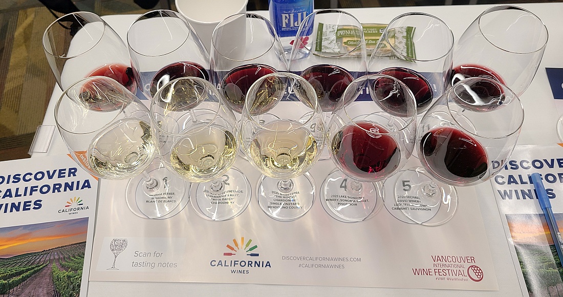 Our flight of wines at California Wines, Eureka in the Glass!