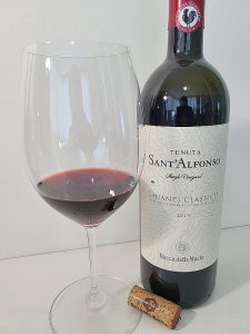 Rocca delle Macie Tenuta Sant'Alfonso Single Vineyard Chianti Classico DOCG 2019 with wine in glass