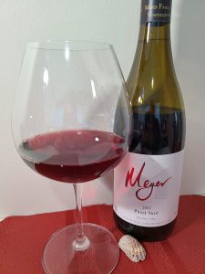 Meyer Family Vineyards Pinot Noir 2022 with wine in glass