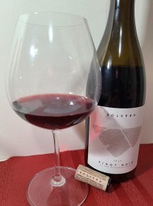 Solvero Wines Pinot Noir 2020 with wine in glass
