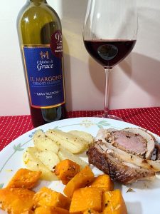 Il Molino di Grace Il Margone Chianti Classico Gran Selezione 2018 with porchetta