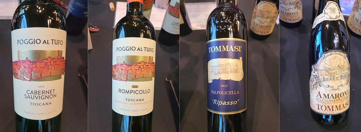 Tommasi Family Estates Poggio al Tufo Cabernet Sauvignon Toscana IGT 2020 and Rompicollo Rosso Toscana IGT 2020, and Tommasi Viticoltori Ripasso Valpolicella Classico Superiore DOC 2019 and Amarone della Valpolicella Classico DOCG 2018 wines