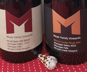 Meyer Family Vineyards McLean Creek Vineyard Old Block Pinot Noir 2022 and McLean Creek Vineyard Micro Cuvée Pinot Noir 2022 wine labels