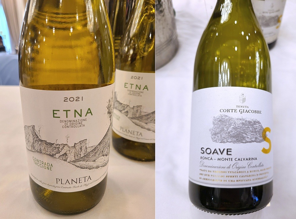 Planeta Etna Contrada Taccione Bianco 2021 and Tenuta Corte Giacobbe Soave 2023 wines