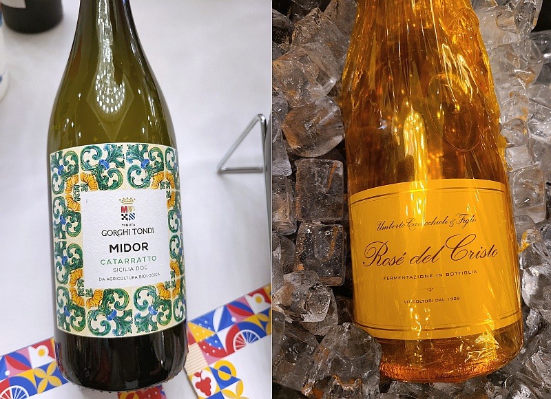 Tenuta Gorghi Tondi Midor Cataratto 2022 and Cavicchioli Lambrusco di Sorbara Brut Rose del Cristo M. Cl