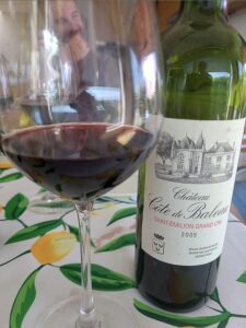 Chateau Cote de Baleau St. Emilion Grand Cru Bordeaux 2005 with wine in glass