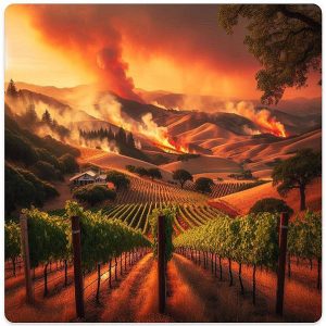 Forest fires near vineyards