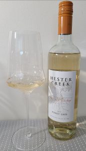 Hester Creek Pinot Gris 2023 with wine in glass
