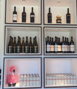 Cans and bottles of Mayhem wines at the winery tasting room