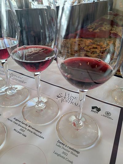 Sample red wines from South Australia to taste
