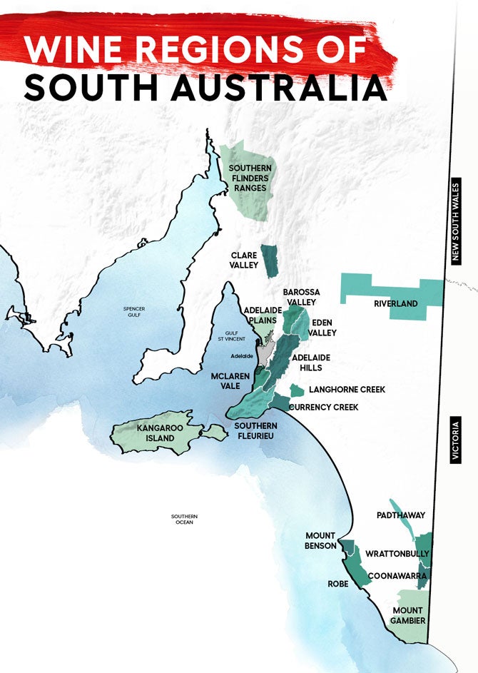 Wine Regions of South Australia graphic (courtesy www.australianwine.com)