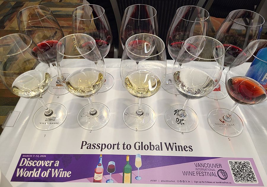 Passport to Global Wines flight of wines