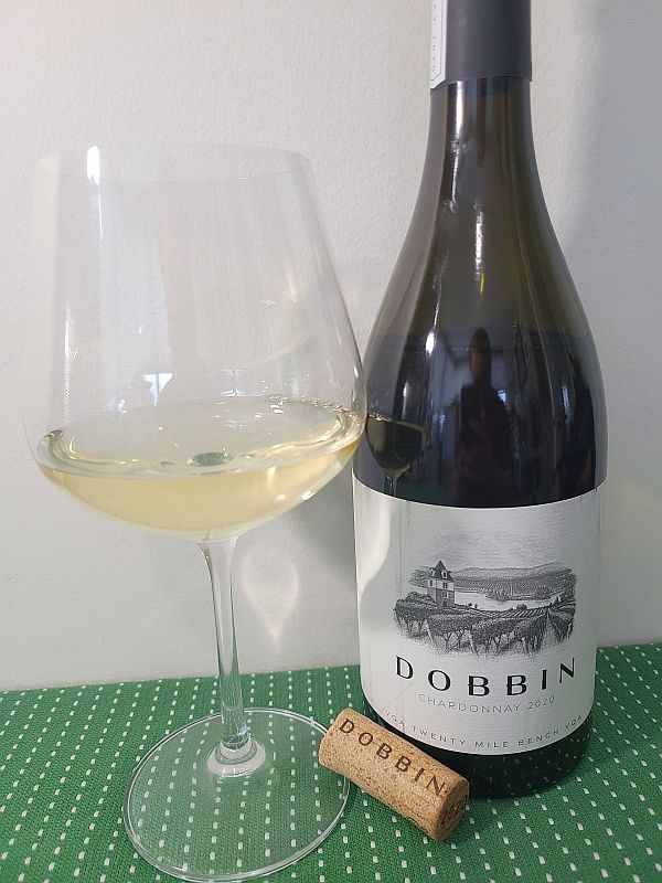 Dobbin Estate Winery Chardonnay 2020 with wine in glass
