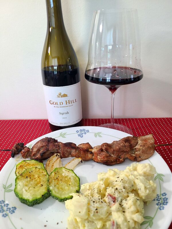 Gold Hill Winery Syrah 2022 and BBQ Pork Skewers