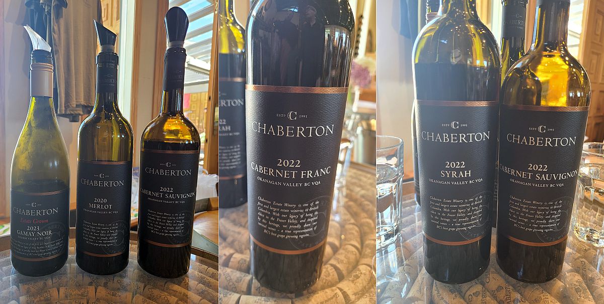 Chaberton Estate Winery Gamay Noir, Merlot, Cabernet Sauvignon, Cabernet Franc, and Syrah wines