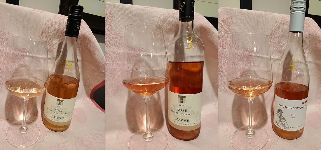 Tawse Winery Quarry Road Rosé 2025, Tawse Winery Estate Rosé 2025, and Cave Spring Vineyard Rosé Dry 2025 wines