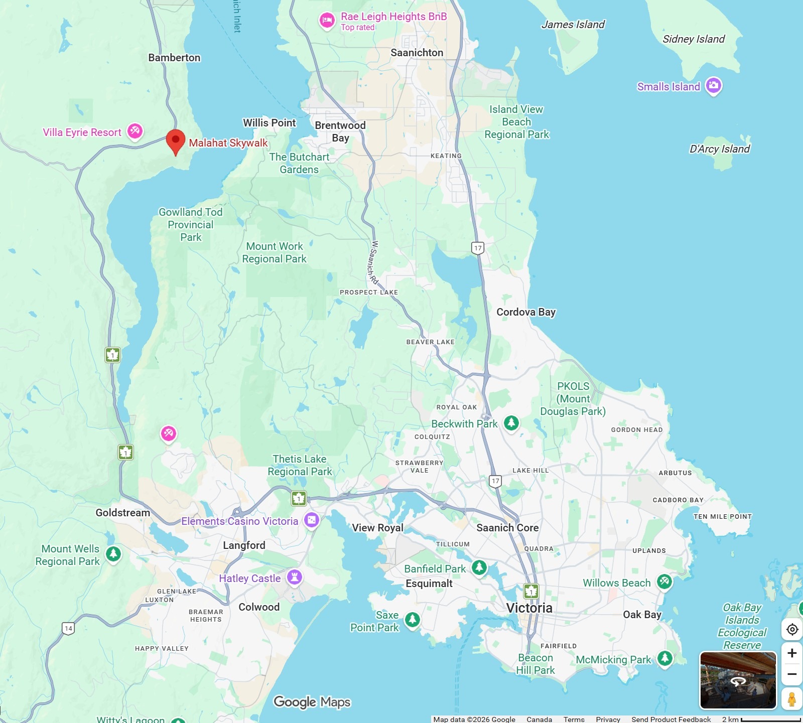 Malahat SkyWalk location on Vancouver Island
