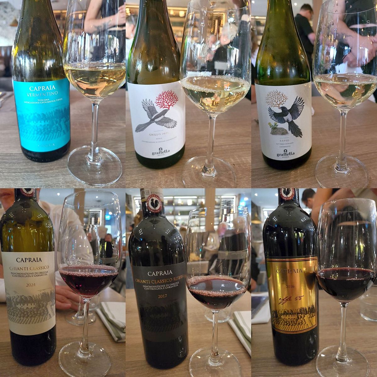 Tenuta di Capraia Vermentino IGT, Graffetta Sicilia Grillo DOC, Graffetta Sicilia Cataratto Rapio IGT, Tenuta di Capraia Chianti Classico DOCG, Tenuta di Capraia Chianti Classico Riserva DOCG, and Tenuta di Capraia Chianti Classico Gran Selezione