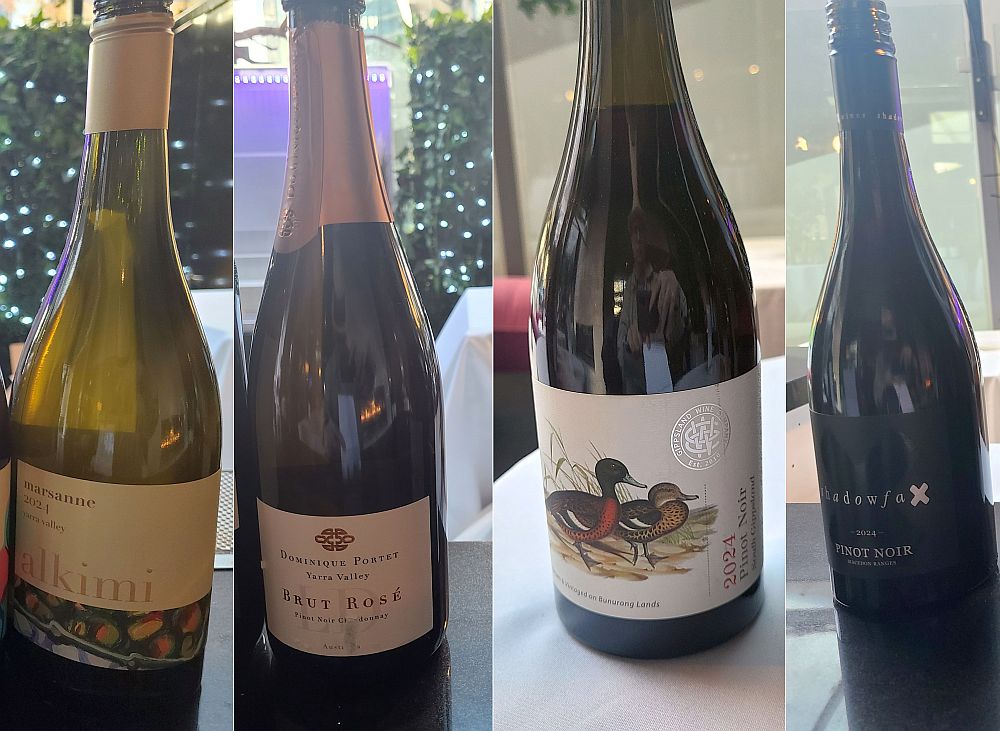 ALKIMI Marsanne 2024, Dominique Portet Brut Rose, Gippsland Wine Pinot Noir 2024, and Shadowfax Pinot Noir 2024 wines